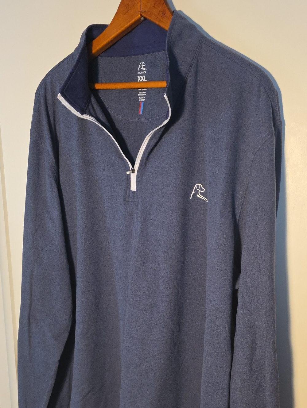 Rhoback Men's Navy Quarter-Zip Pullover with White Trim 2X Awesome Condition